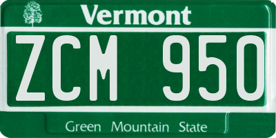 VT license plate ZCM950