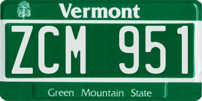 VT license plate ZCM951