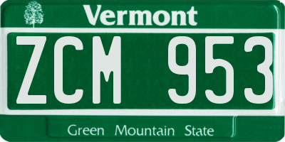VT license plate ZCM953
