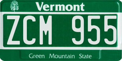 VT license plate ZCM955