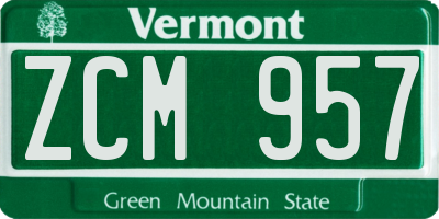 VT license plate ZCM957