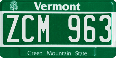 VT license plate ZCM963