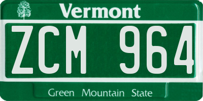 VT license plate ZCM964