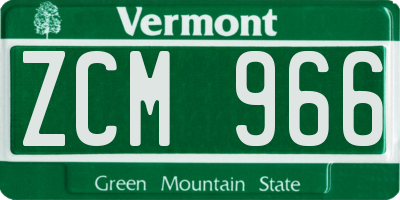 VT license plate ZCM966