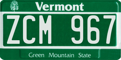 VT license plate ZCM967