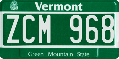 VT license plate ZCM968