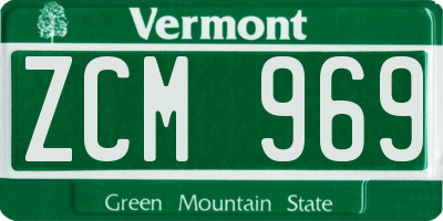 VT license plate ZCM969