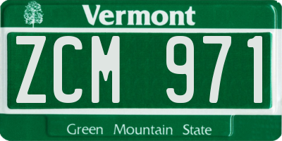 VT license plate ZCM971