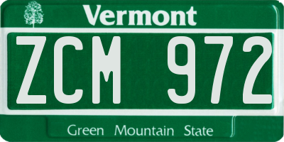 VT license plate ZCM972