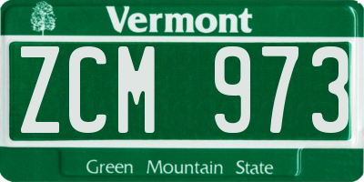 VT license plate ZCM973