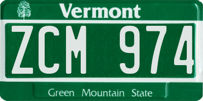 VT license plate ZCM974