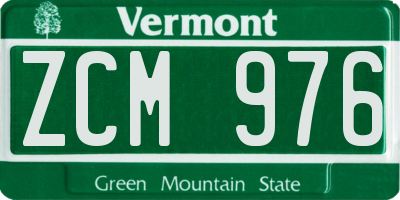 VT license plate ZCM976