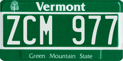 VT license plate ZCM977