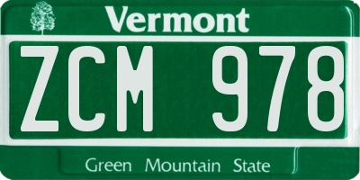 VT license plate ZCM978