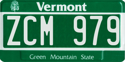 VT license plate ZCM979