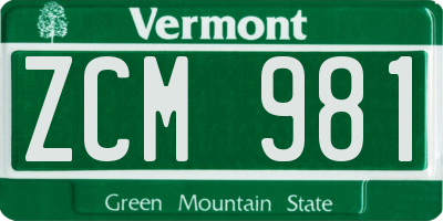 VT license plate ZCM981