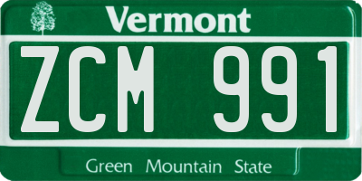 VT license plate ZCM991