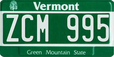VT license plate ZCM995
