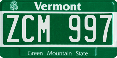 VT license plate ZCM997