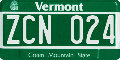 VT license plate ZCN024