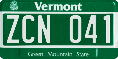 VT license plate ZCN041