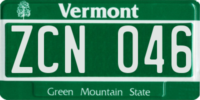 VT license plate ZCN046