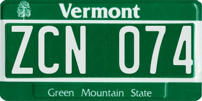 VT license plate ZCN074