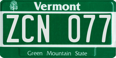 VT license plate ZCN077