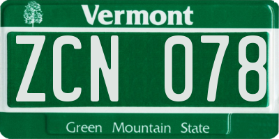 VT license plate ZCN078