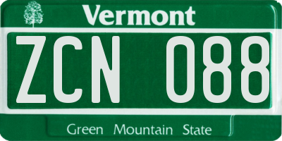 VT license plate ZCN088