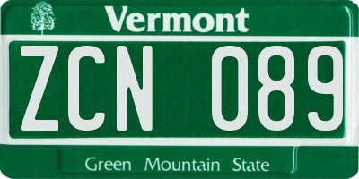 VT license plate ZCN089