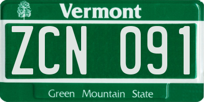 VT license plate ZCN091