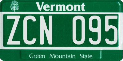 VT license plate ZCN095