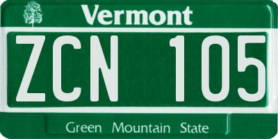 VT license plate ZCN105