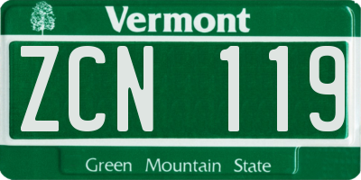 VT license plate ZCN119
