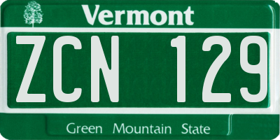 VT license plate ZCN129
