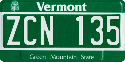 VT license plate ZCN135