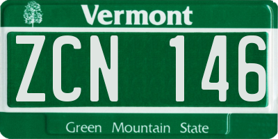VT license plate ZCN146