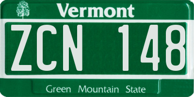 VT license plate ZCN148