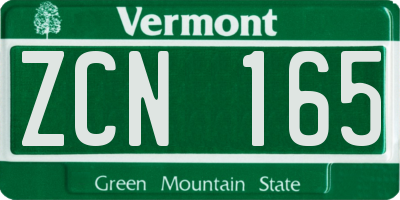 VT license plate ZCN165