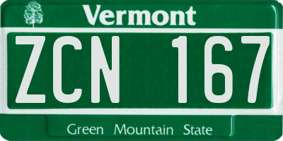 VT license plate ZCN167