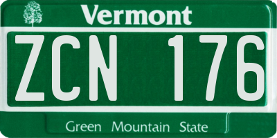 VT license plate ZCN176