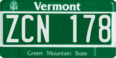 VT license plate ZCN178