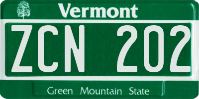 VT license plate ZCN202