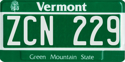 VT license plate ZCN229