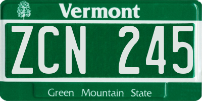 VT license plate ZCN245