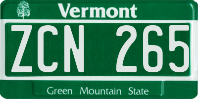 VT license plate ZCN265