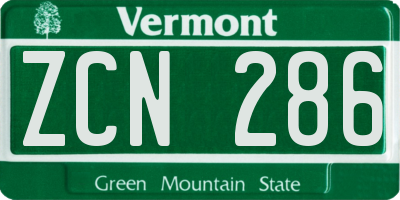 VT license plate ZCN286