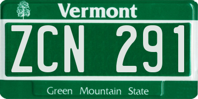 VT license plate ZCN291