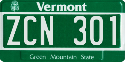 VT license plate ZCN301